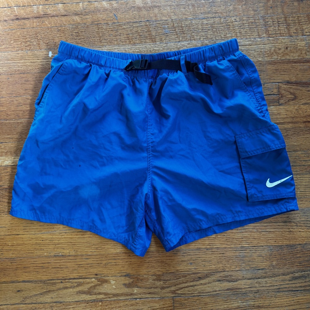 Nike Mens Blue Cargo‎ Shorts Integrated Belt Mesh Lined Move To Zero Large